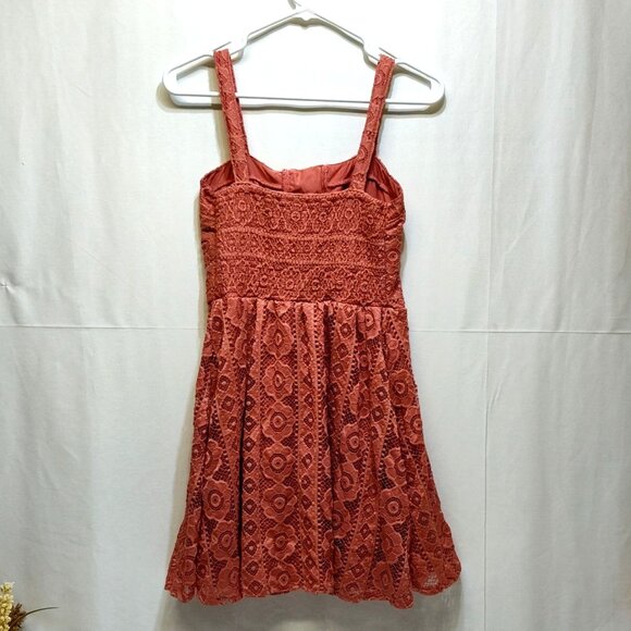 Aeropostale Rose Corset Detail Mini Dress Floral Lace Fit & Flare Medium Size - Picture 2 of 8
